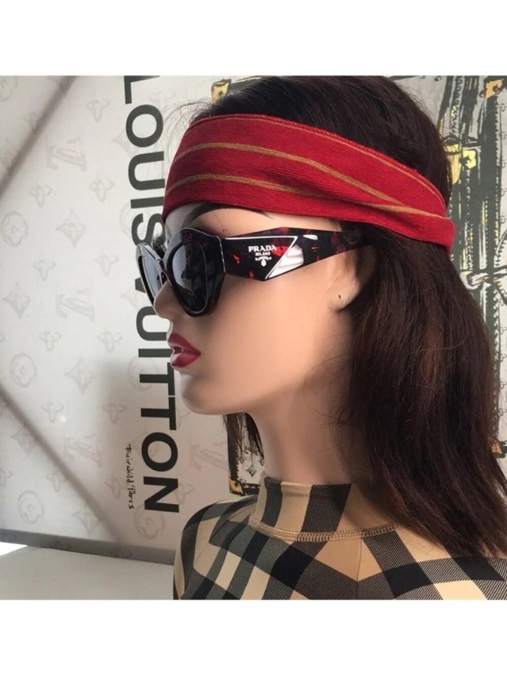 New Authentic Prada PR07YSF Women’s Sunglasses – Abstract Orange Frame / Violet - Picture 9 of 13